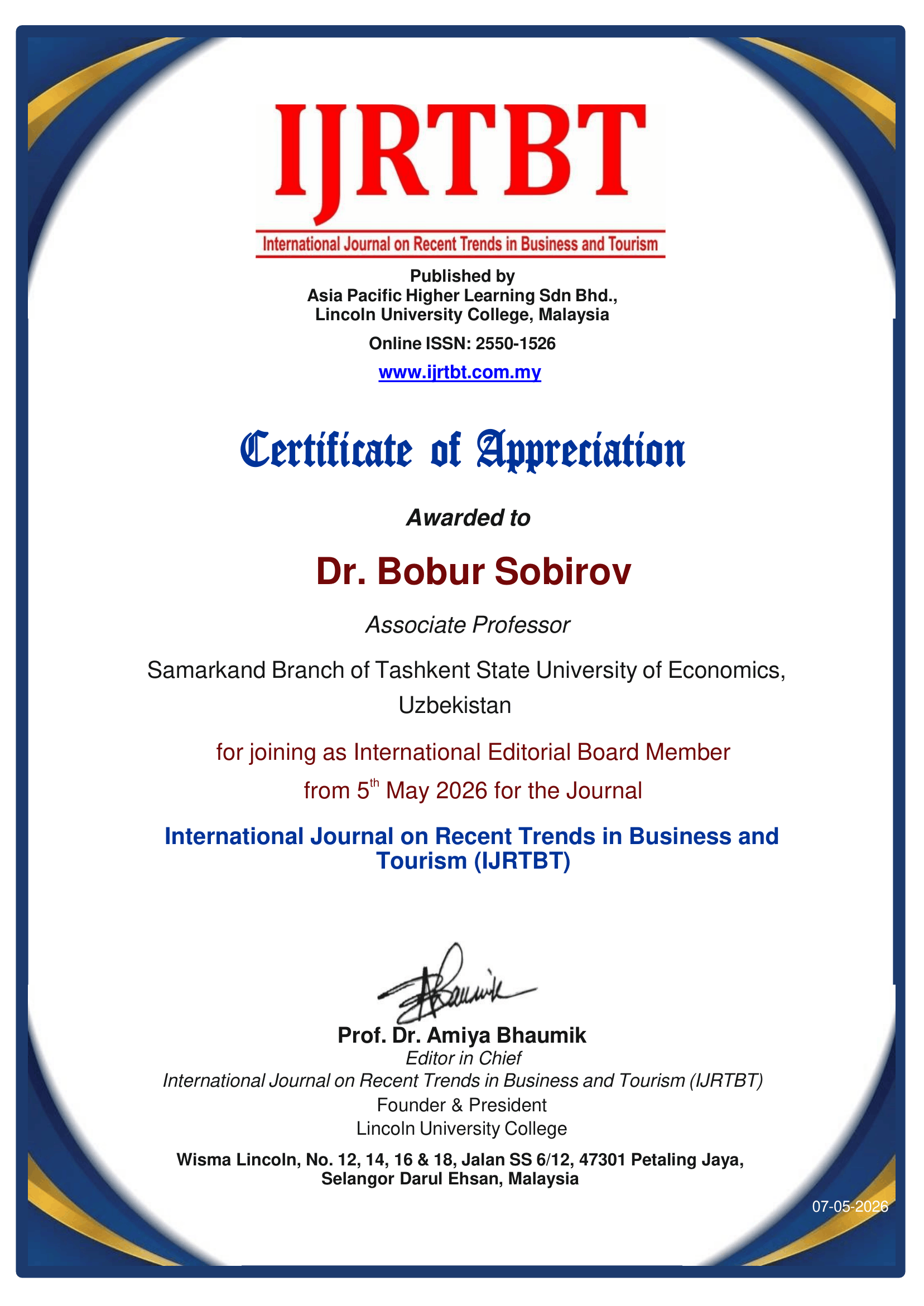 Editorial Board Membership